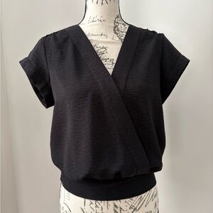 Nine West Black V-Neck Blouse Small